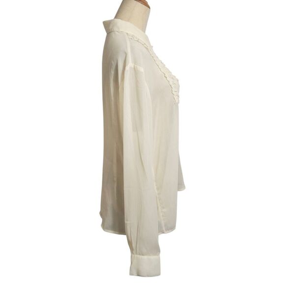 Boston Design Studio Cream Sheer Ruffled  Blouse Button Down Top Plus Size - Picture 3 of 6